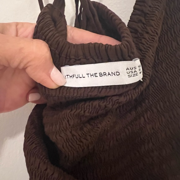 Faithful the Brand Truffle Brown Smocked Tie-Back Ruffle-edge Mini - Picture 3 of 5